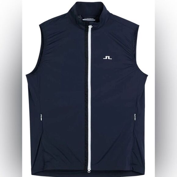 NWT J. Lindeberg Men’s Ash Black Light Packable Full Zip Vest - Size Small - Picture 2 of 13